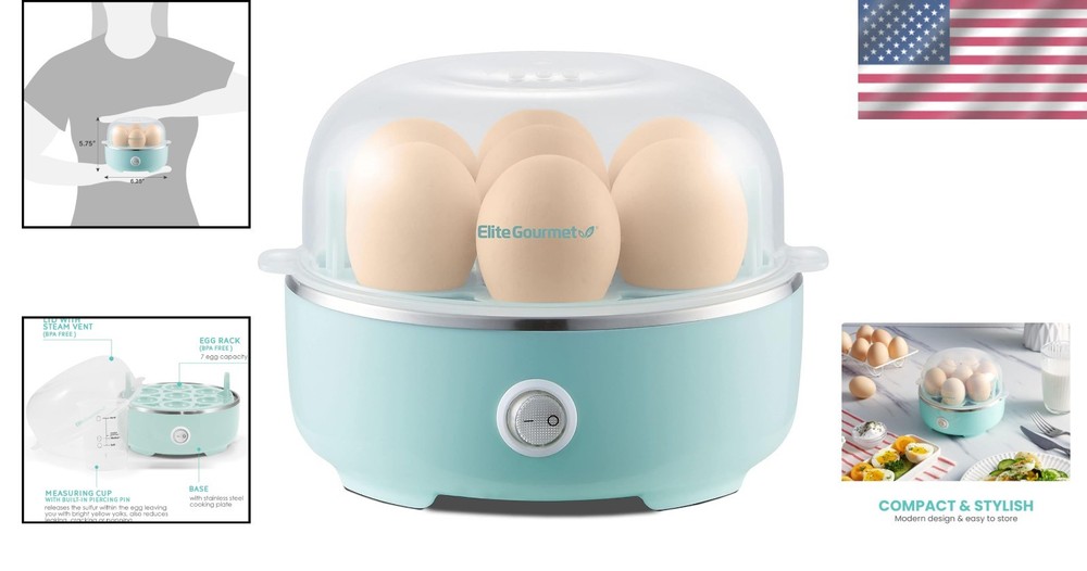 Versatile Electric Egg Boiler - Retro Mint, Cook Soft, Medium & Hard-Boiled Eggs
