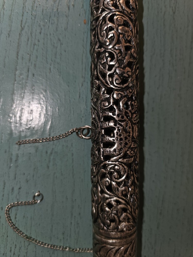 Antique Silver Scroll Container-Very Ornate