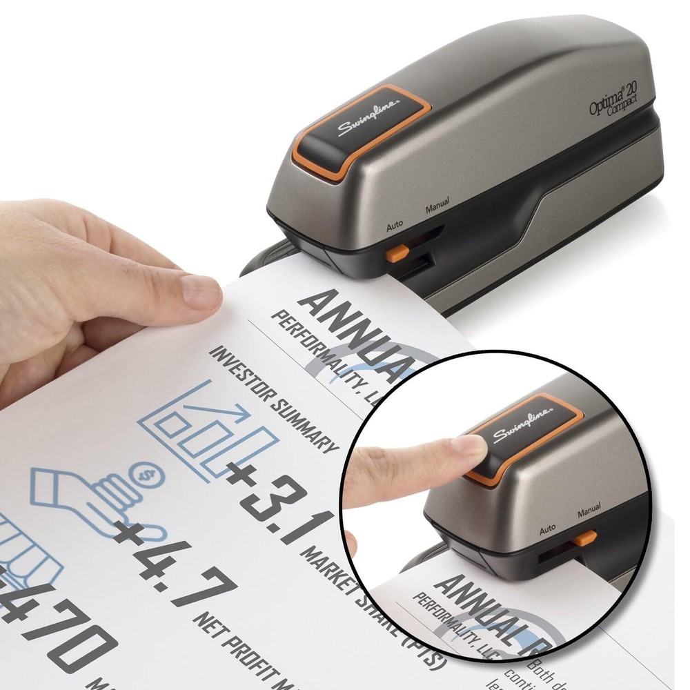 Swingline Electric Stapler, 20 Sheet Capacity, Optima 20, Jam Free, Compact,