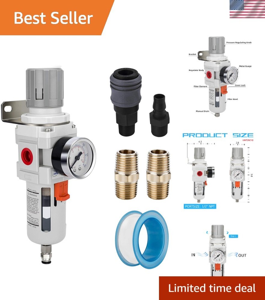 Efficient Air Management Combo: Brass Filter Element & Semi-Auto Drain System