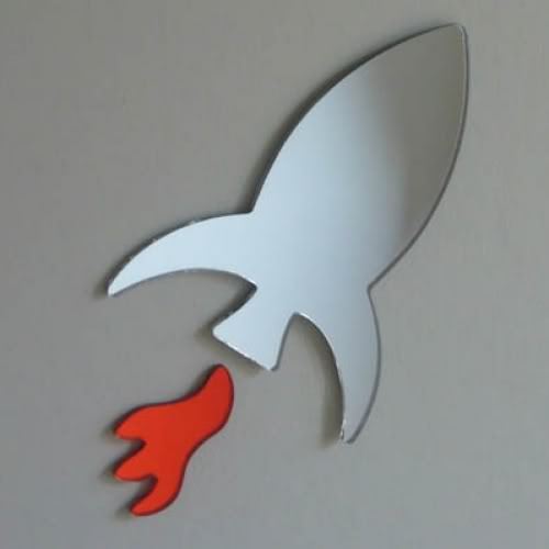 Rocket Shaped Acrylic Mirrors (Several Sizes Available) Bespoke Shapes Made