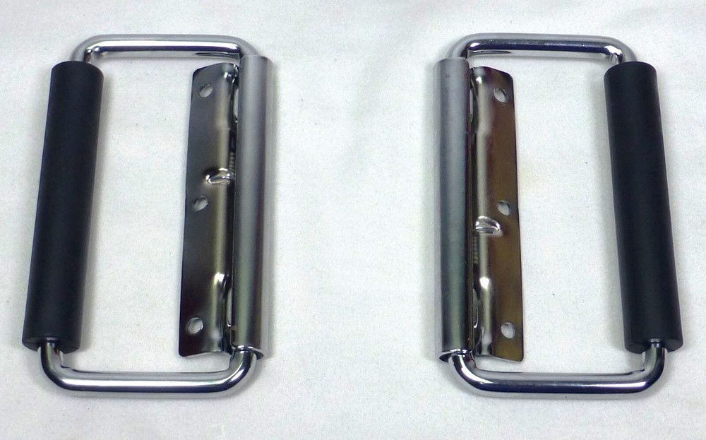 (2) Two Chrome Surface Spring Mounted Handles For ATA Cases 3 Holes