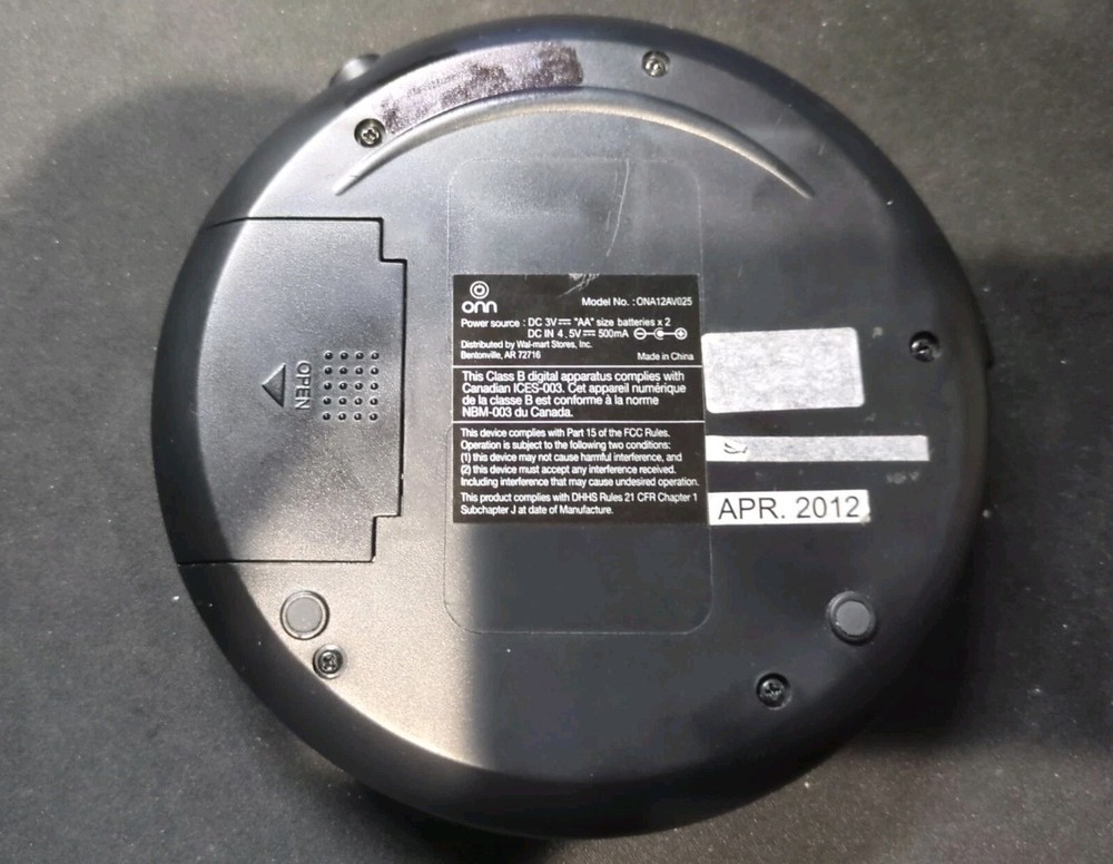 ONN Portable CD Player ONA12AV025 -Tested & Working