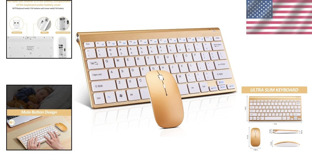 Lightweight Quiet Wireless Keyboard and Mouse Combo - Ergonomic & Stylish
