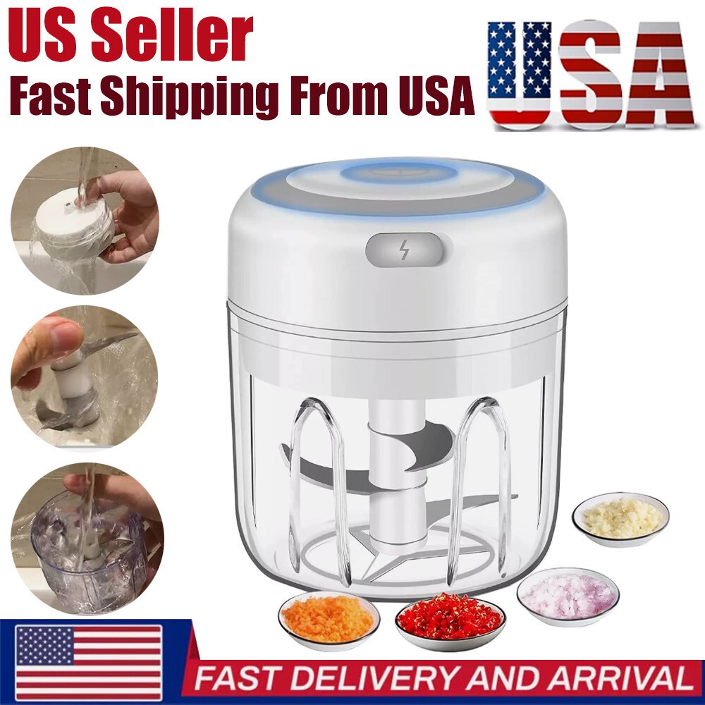 Electric Mini Food Processor Garlic Chopper Onion Grinder Cutter Vegetable White