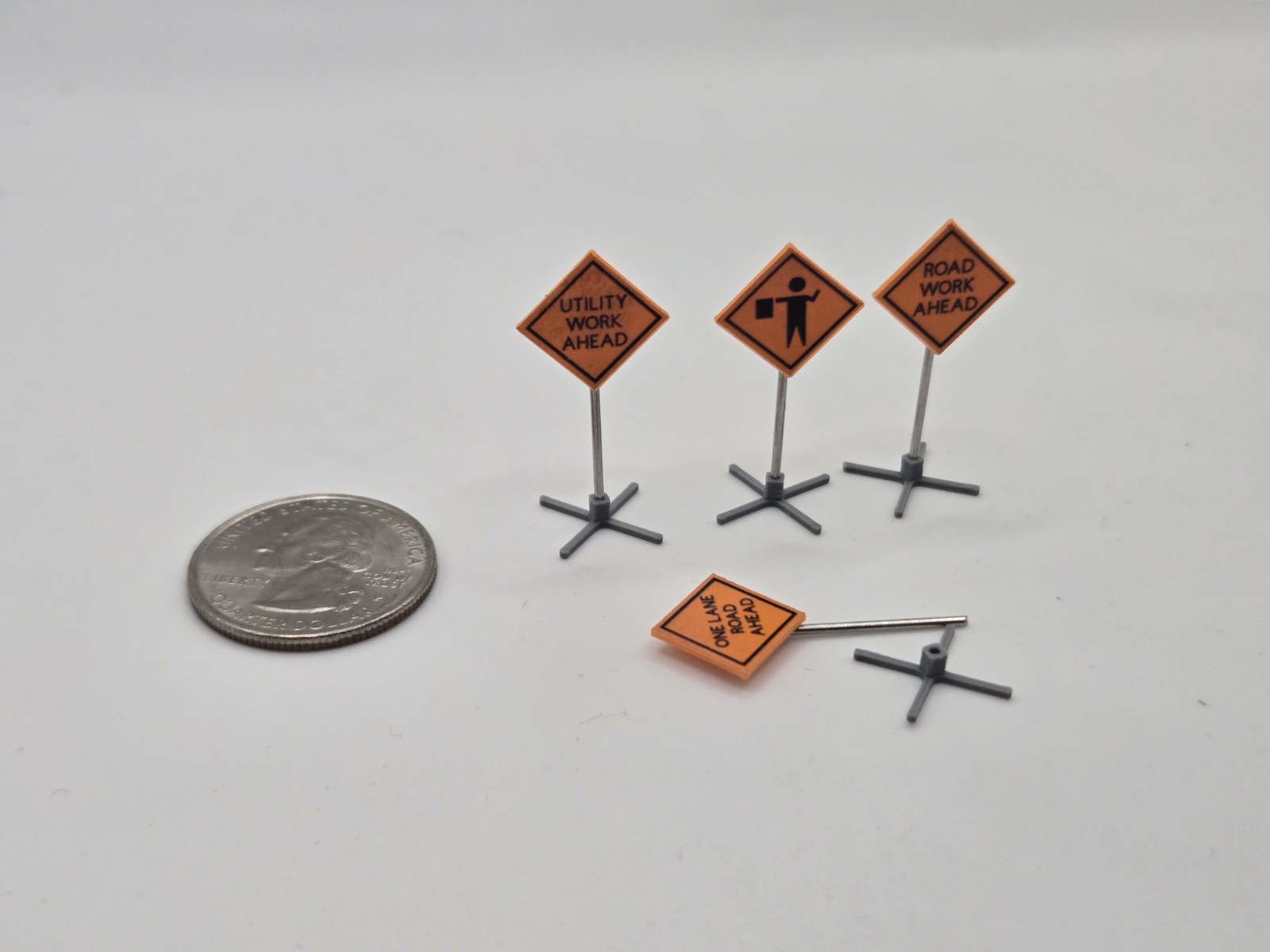1/87 Scale Caution Work Ahead Signs *Set of 4*