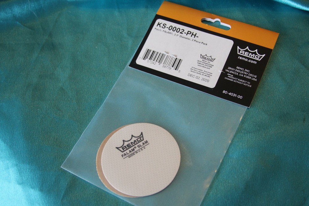 Remo Patch, 2.5" Diameter Falam Slam Bass Drumhead Patch, 2 Pack, KS-0002-PH