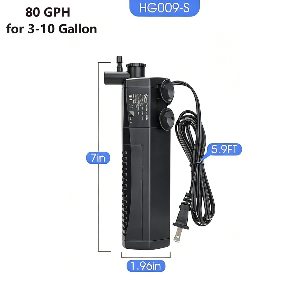 hygger 4 in 1 Aquarium Internal Sponge Filter Pump Powerful Adjustable Flow