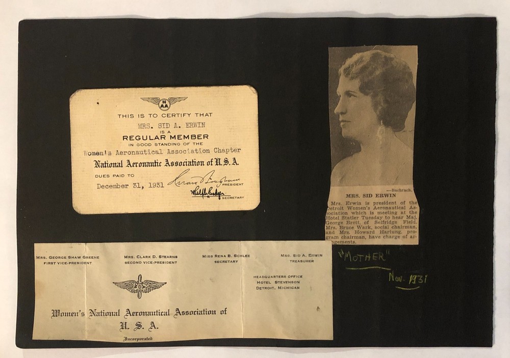 1931  WOMEN"S AERONAUTICAL Association Chapter Card  USA  Etc.