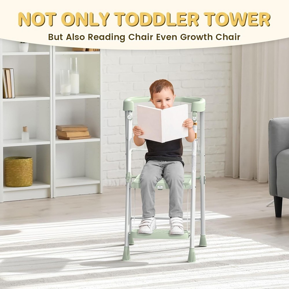 Children's two-step stool, suitable for learning activities at the , green.
