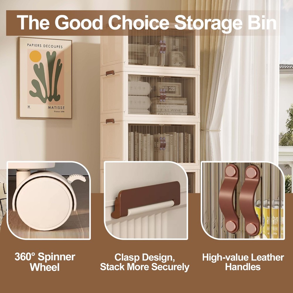 145Gal/580Qt Stackable Storage Bins Folding Collapsible Storage Bins with a L...