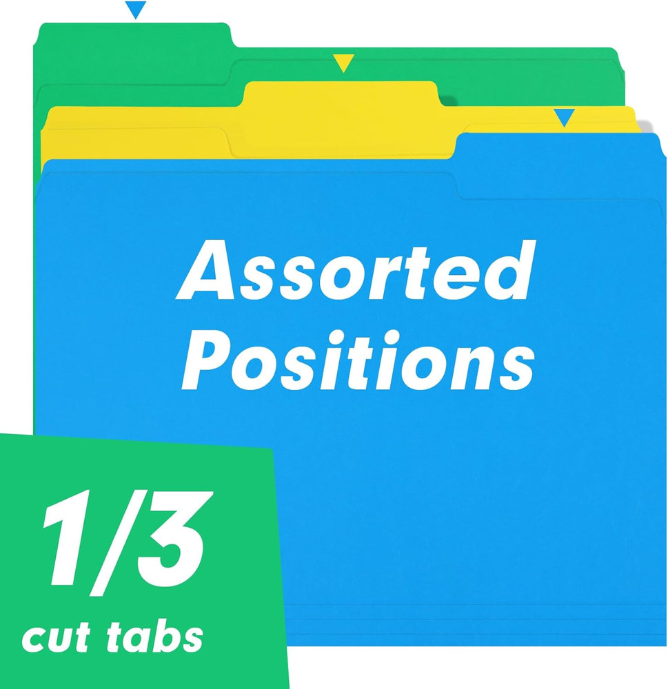 File Folder, 150 Pack 1/3 Cut Tab Colored File Folders, File Folder Letter S...