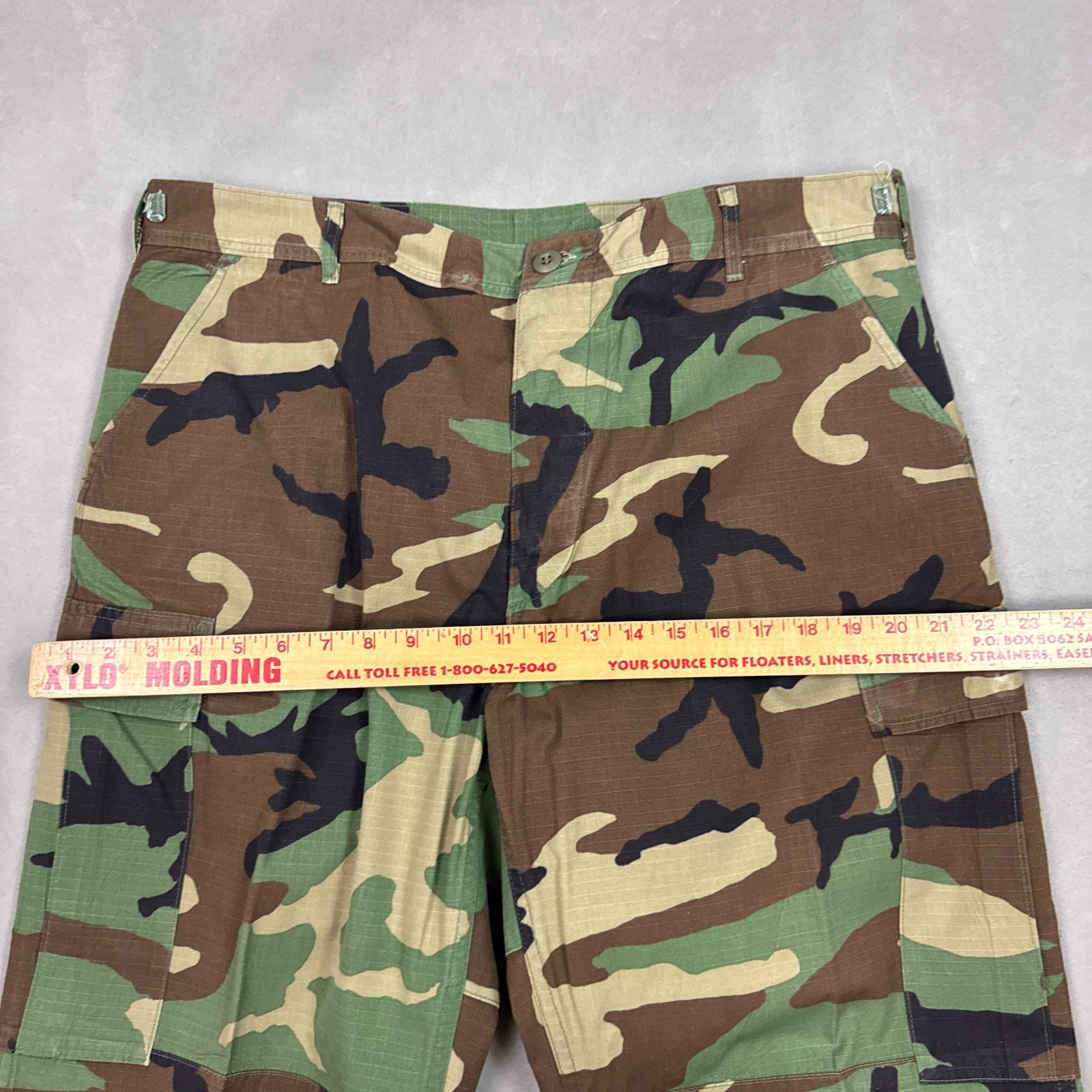 Vintage Military Pants Men 38x32 Green Camo Woodland Trouser Large Reg Distress