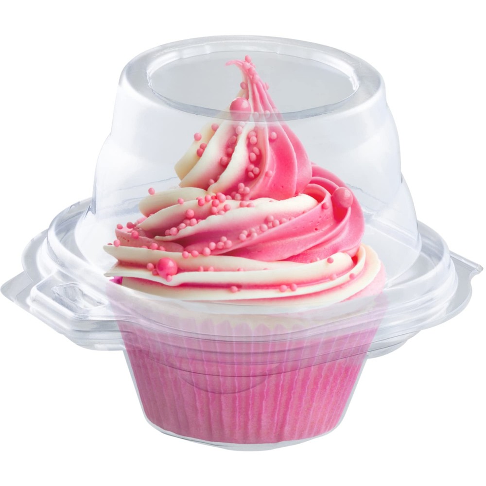 Individual Cupcake Containers (100 Pack) | Clear Plastic Disposable Cupcake Boxe