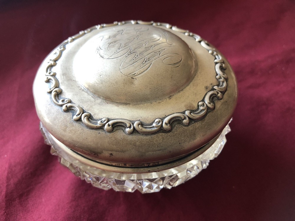 Antique Sterling Covered Glass Jar