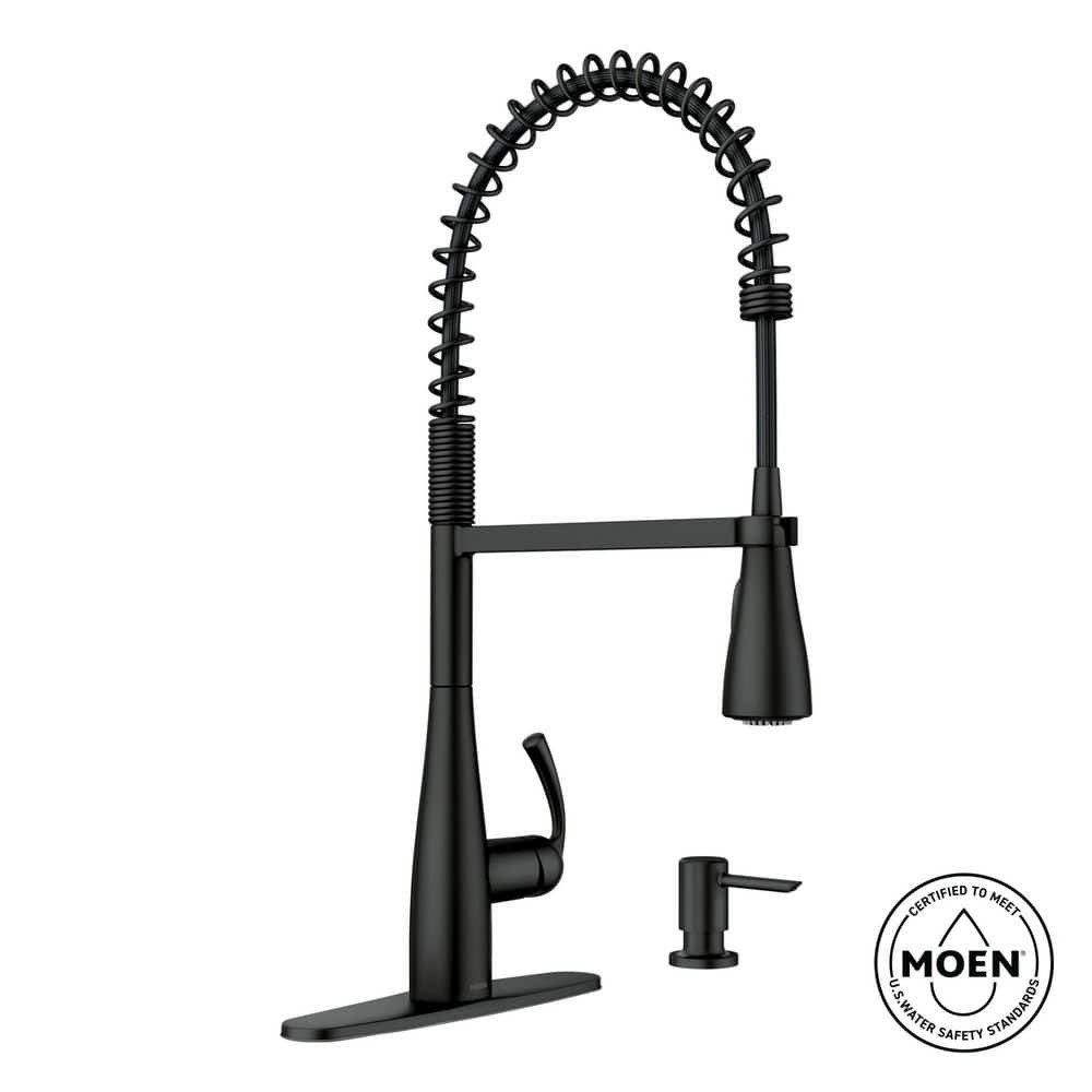 MOEN 87814BL Pre-Rinse Spring Pulldown Sprayer Kitchen Faucet Matte Black