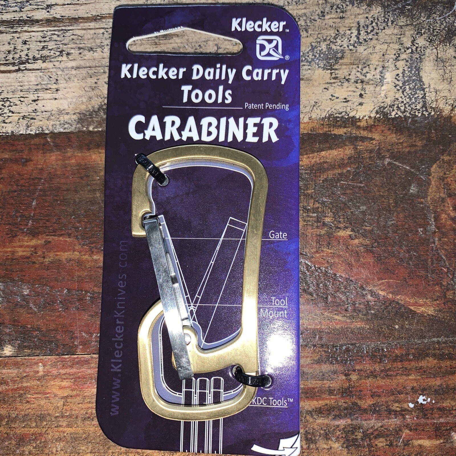 Klecker Carry Tool STW-101 Stowaway Gold Brass/Titanium Carabiner 1.4 Dia. in.