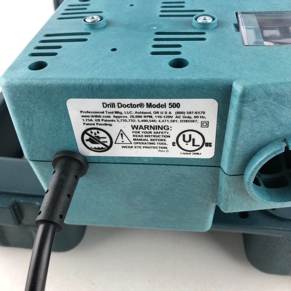 Drill Doctor Model 500 Drill Bit Sharpener With Case, Manual & VHS Tape Open Box