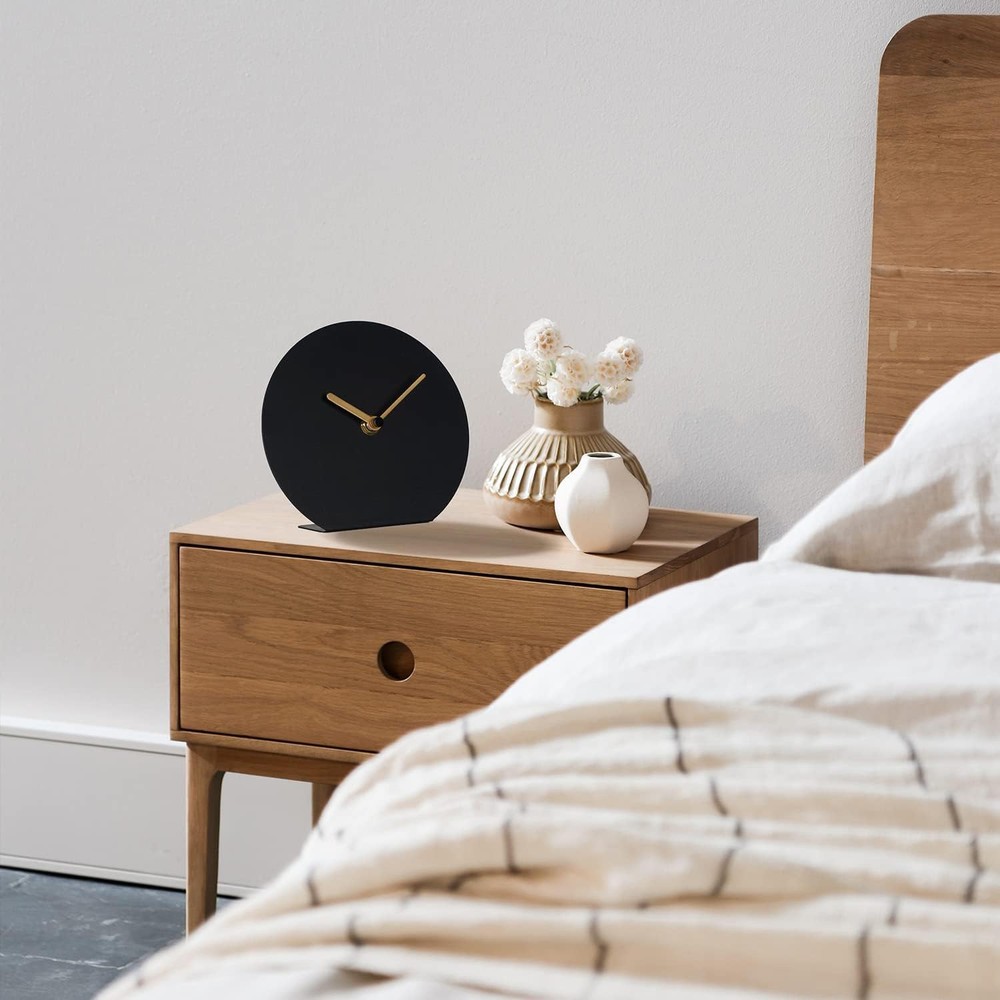 SOFFEE DESIGN 6'' One-Piece Table Clocks Without Scale Black Tabletop Clock