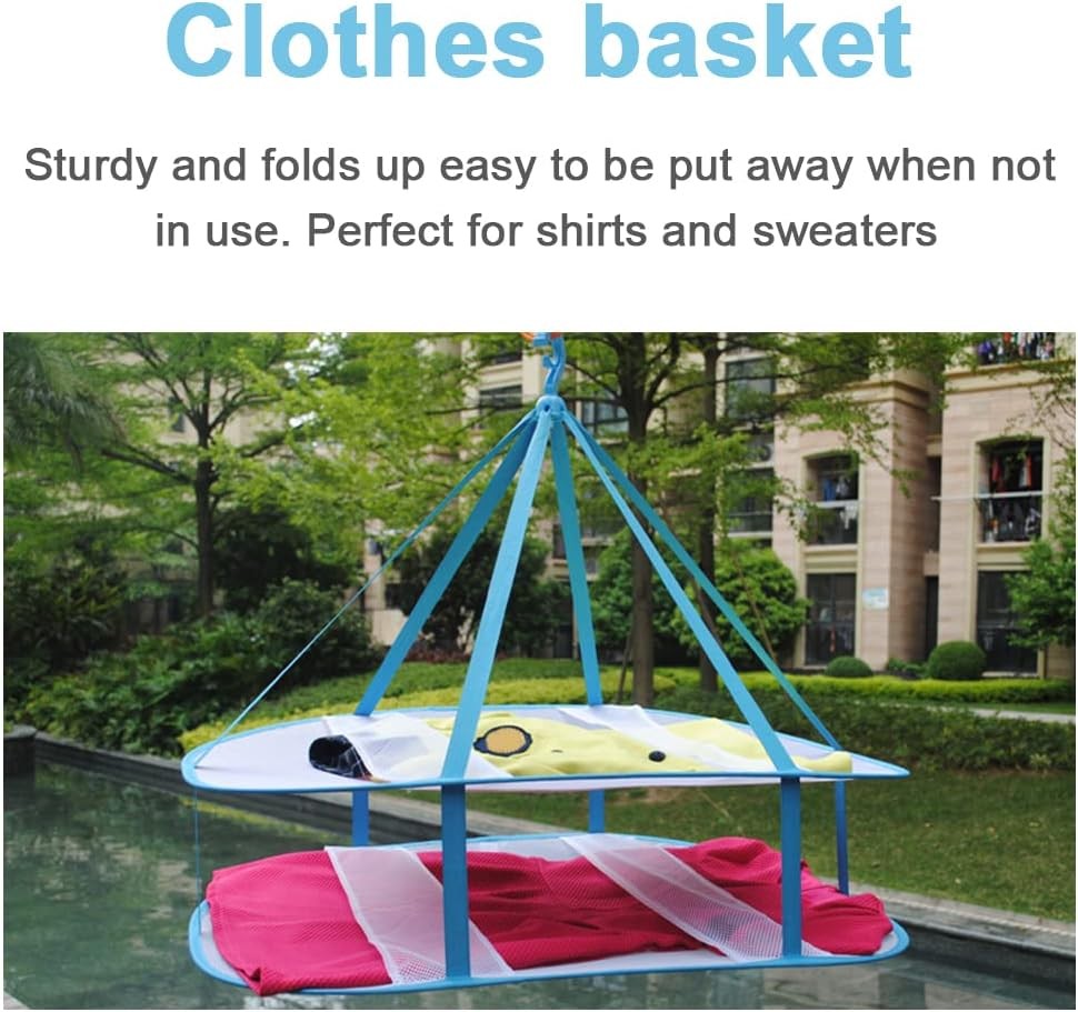 2-Tier Folded Mesh Clothes Drying Rack Stackable Sweater Laundry Drying Rack