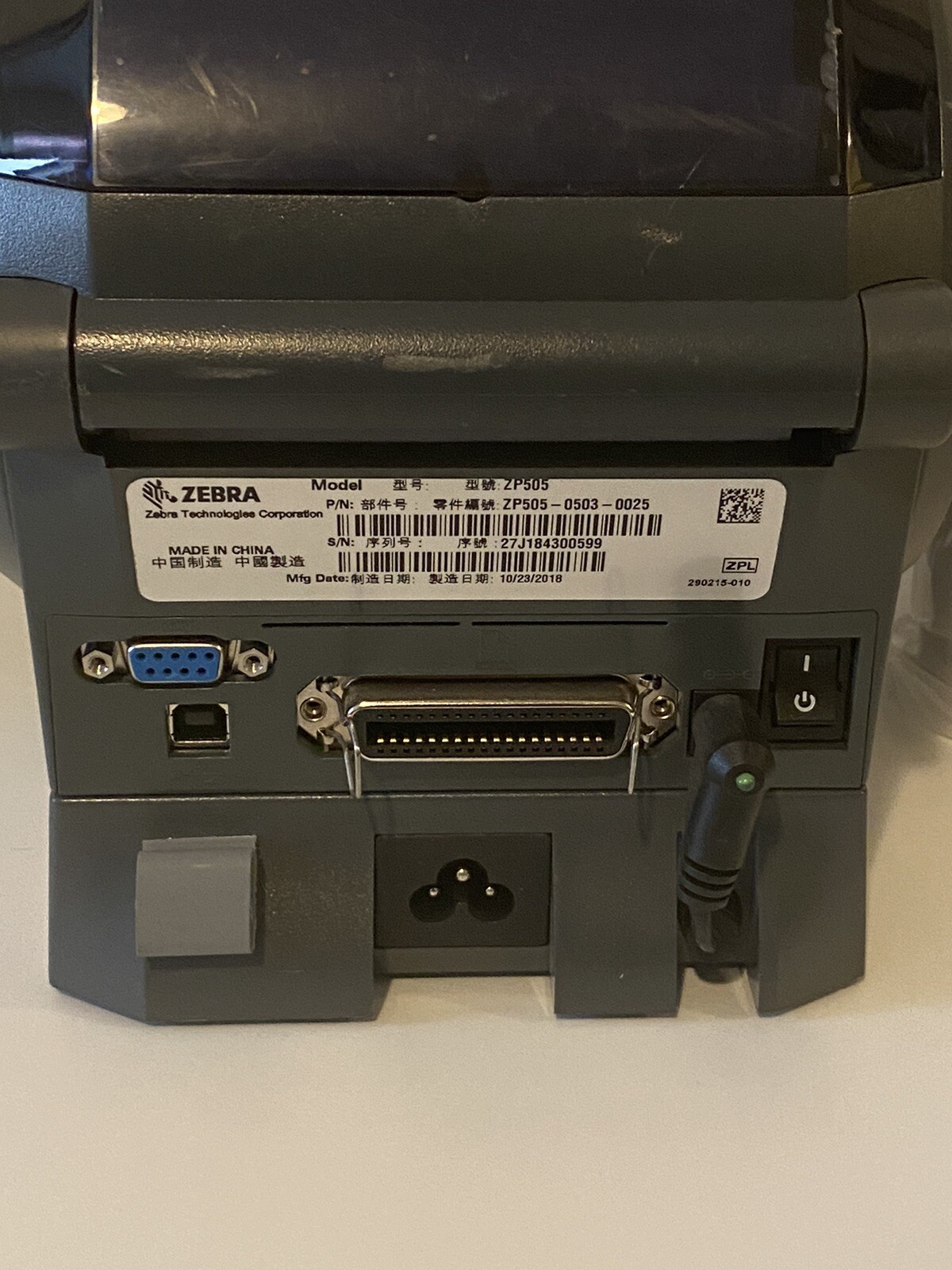 Zebra ZP505 Thermal Label Printer Serial/Parallel With Labels & Cables VERY GOOD