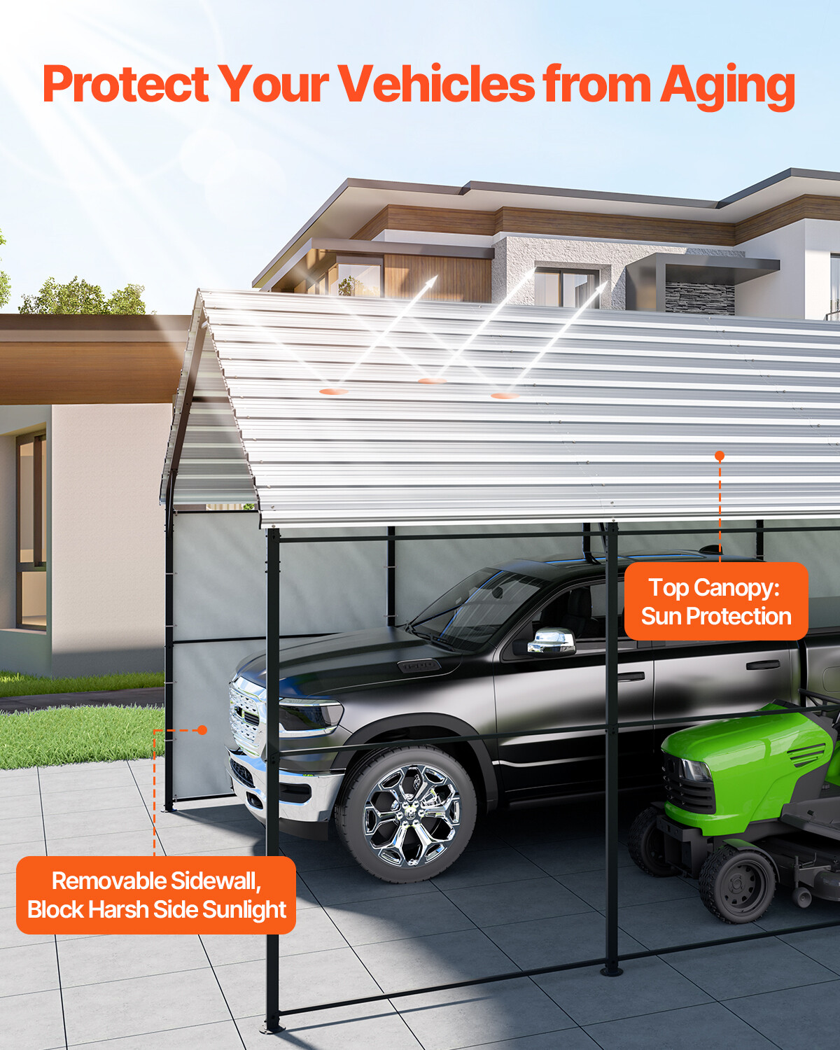 13' x 26' Metal Carport Outdoor Car Shelter Garage for Boats