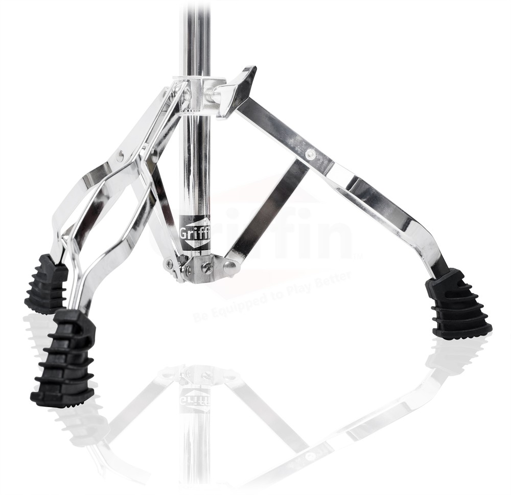 GRIFFIN 2-PACK Snare Stand & Hi-Hat Pedal | Drum Hardware Pull Chain Chrome Set