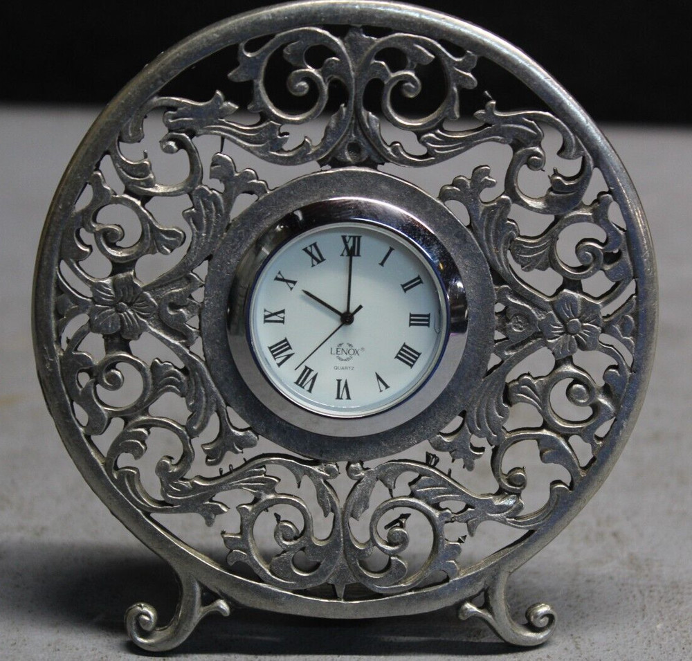 Ventage Kirk Stieff Lenox Pewter Shelf Clock Fully Functional