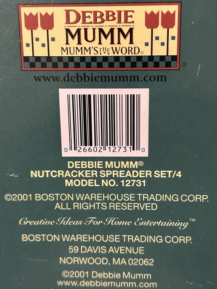 Debbie Mumm / Boston Warehouse ~ Set of 4 Assorted Nutcracker Spreaders ~ EUC
