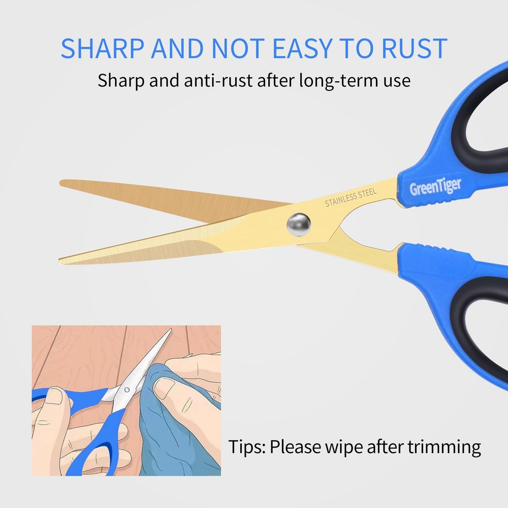 Garden Scissors, 65mm Extra-Long Blade, Golden Titanium Coating Pruning Shear...