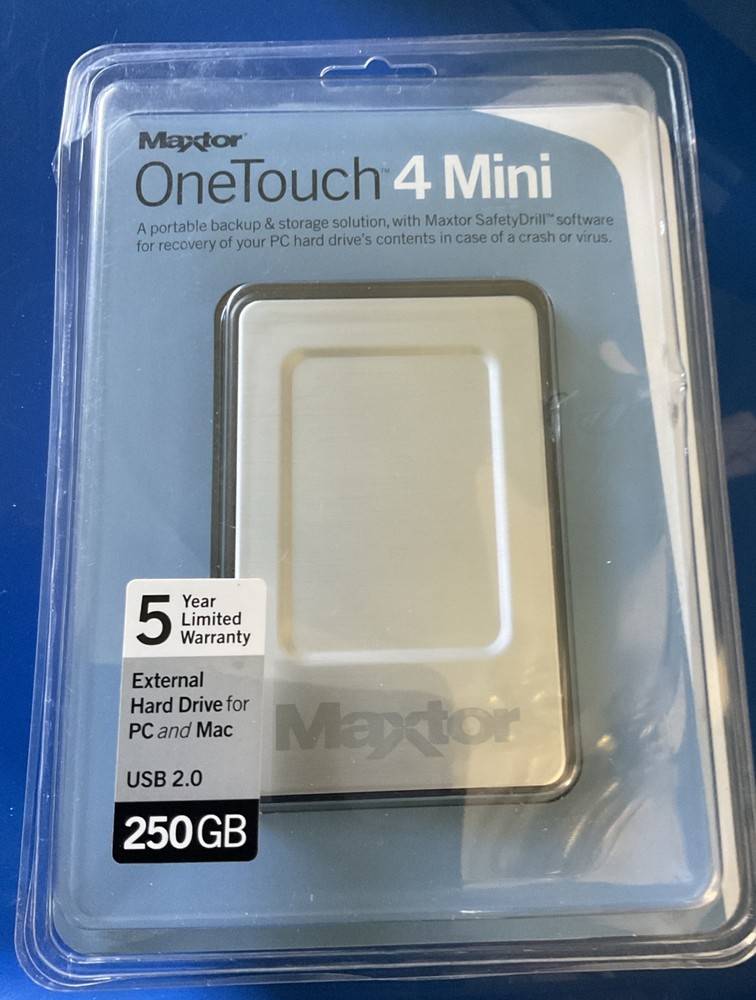 Maxtor One Touch 4 Mini Portable Backup And Storage Solution 250 GB NIB