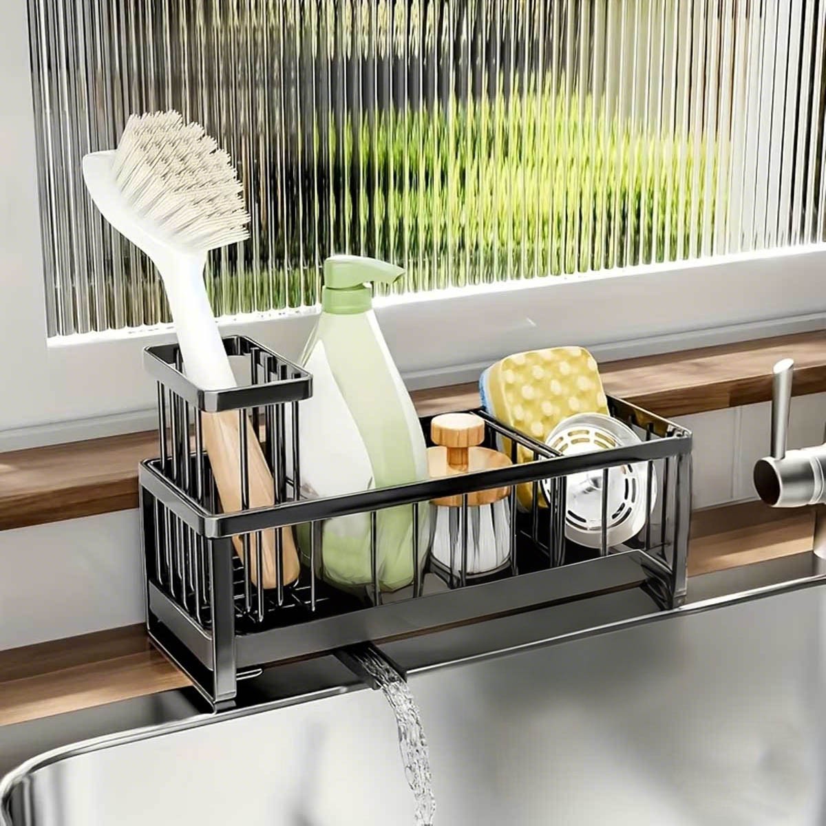 Kitchen Sink Caddy, Stainless Steel Sink Caddy, Dish Brush Holder, Sponge Holder