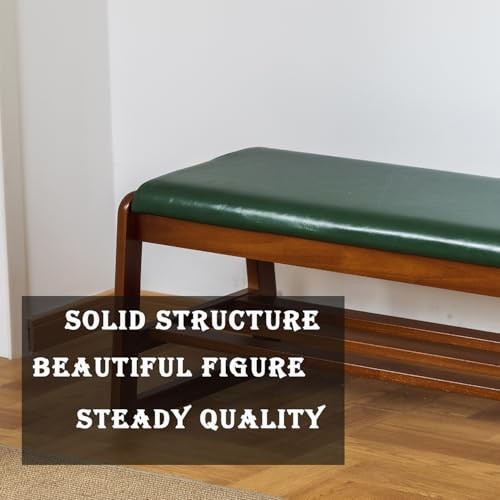 Solid Wood Bench, Entryway Shoe Bench with Cushion, 2 Tier Shoe Storage