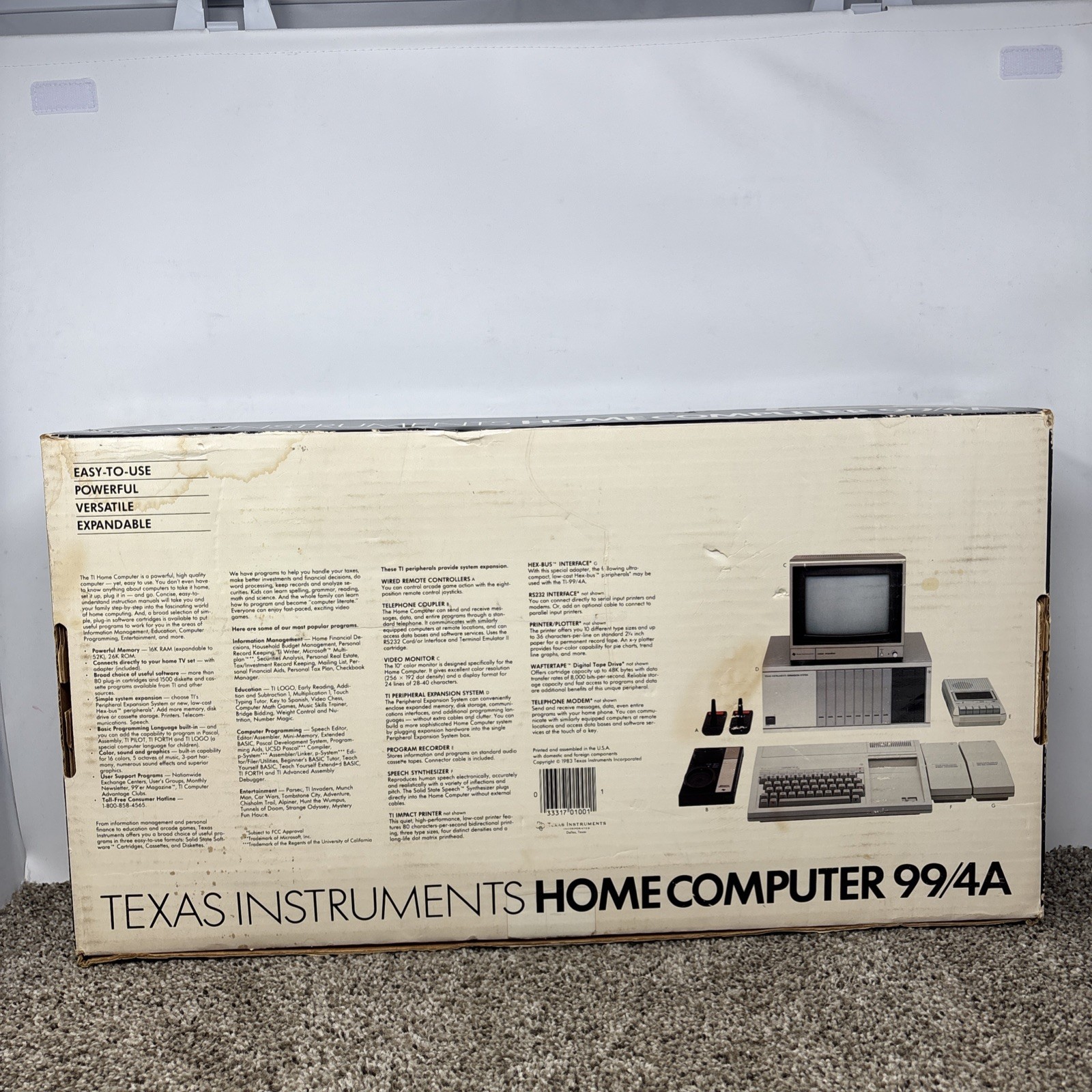 Texas Instruments TI-99/4A Home Computer In Box TESTED With Cables Games