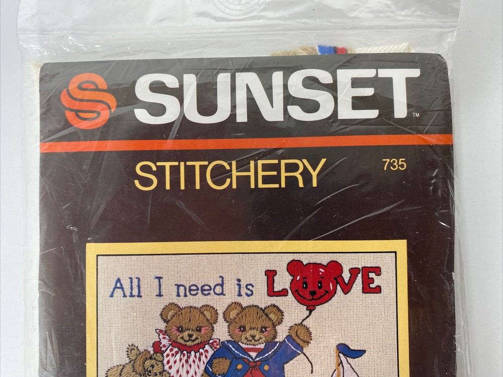 NEW! VINTAGE SUNSET Bears Stitchery Needlepoint Kit “Bear Necessities”