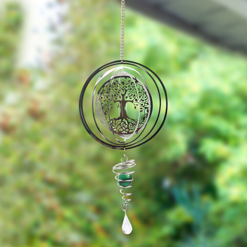 3D collapsible Rotating Wind Tree Hanging Wind Spinner Automatic Rotating Decor