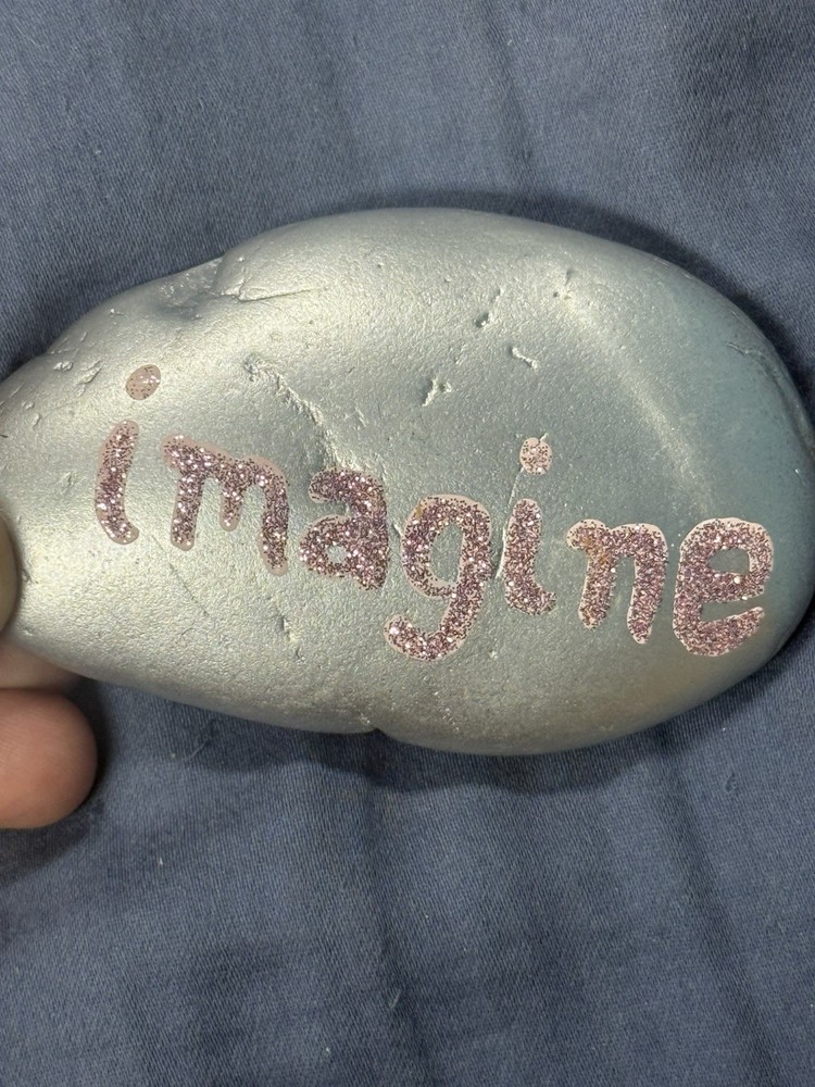 Painted silver rock imagine painted pink