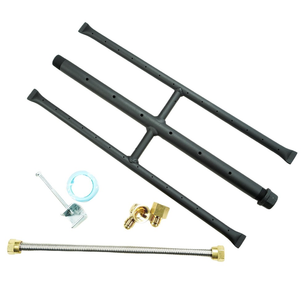 Rectangular Gas Fire Pit H-Burner w/ 3 Pipes 15" Gas Fireplace Burner