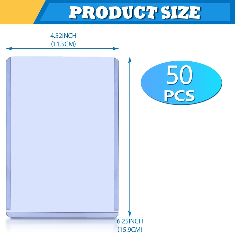 50 Pack 4 X 6 Hard Plastic Card Sleeves Waterproof Postcard Photo Holders