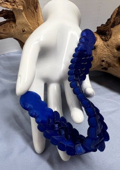 Blue snake skin texture Chotki handmade 3D printed Size 21 cm 31 gram