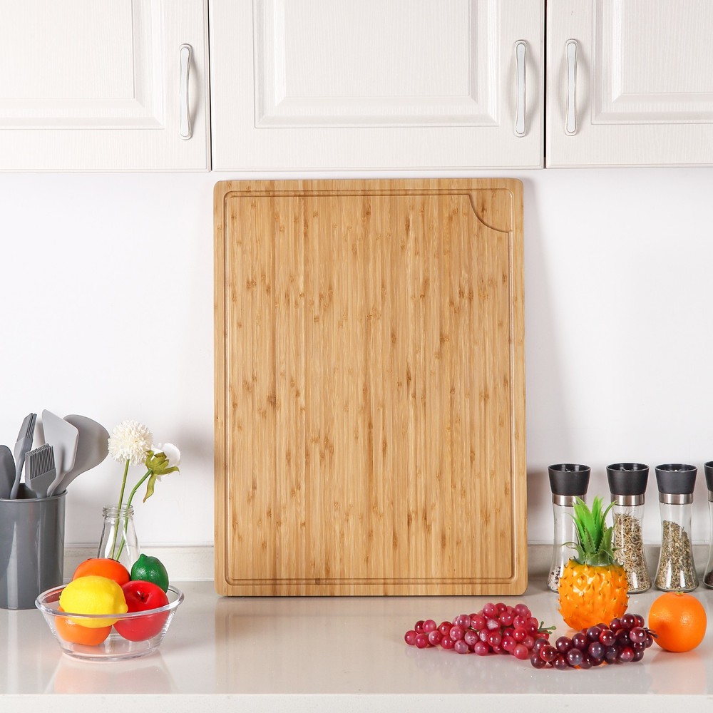 Premium Bamboo Chopping Board, Rectangular 24x18" for Vegetables, Meat & Cheese