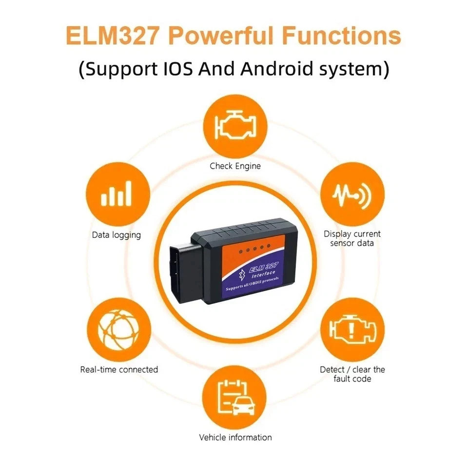 ELM327 V2.1Bluetooth OBD2 Code Reader Car Diagnostic Scanner for Android and iOS