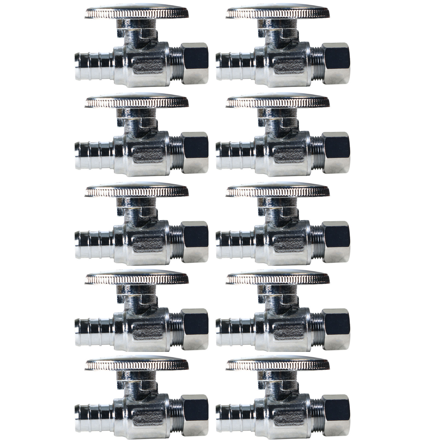 10 Pack XFITTING 1/2" PEX-B x 3/8" OD Compression Straight Stop Valve, Lead Free