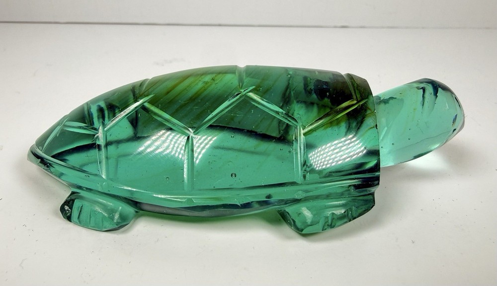 Hand carved Aqua Quartz Turtle Figurine