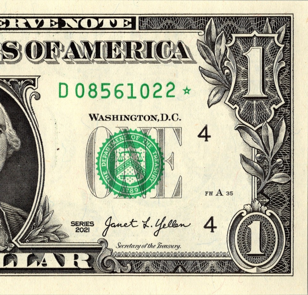 2021 D Star Note One Dollar Bill Regular Run Pack Note D08561022*