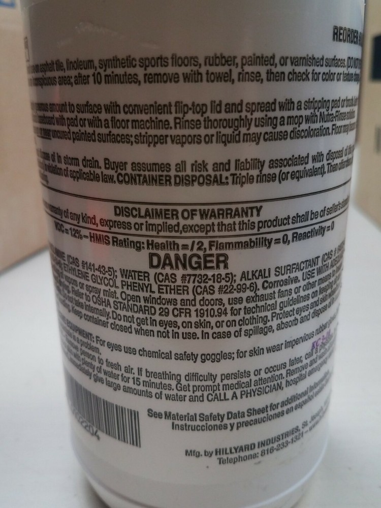 HILLYARD Quick & Clean #1022 Baseboard Stripper Gel 1qt