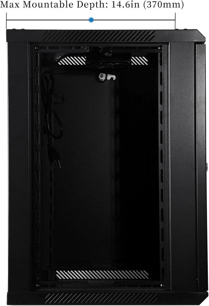 Rackpath 12U Wall Mount Network Rack Cabinet 19” Server Rack 17.7” Deep Black