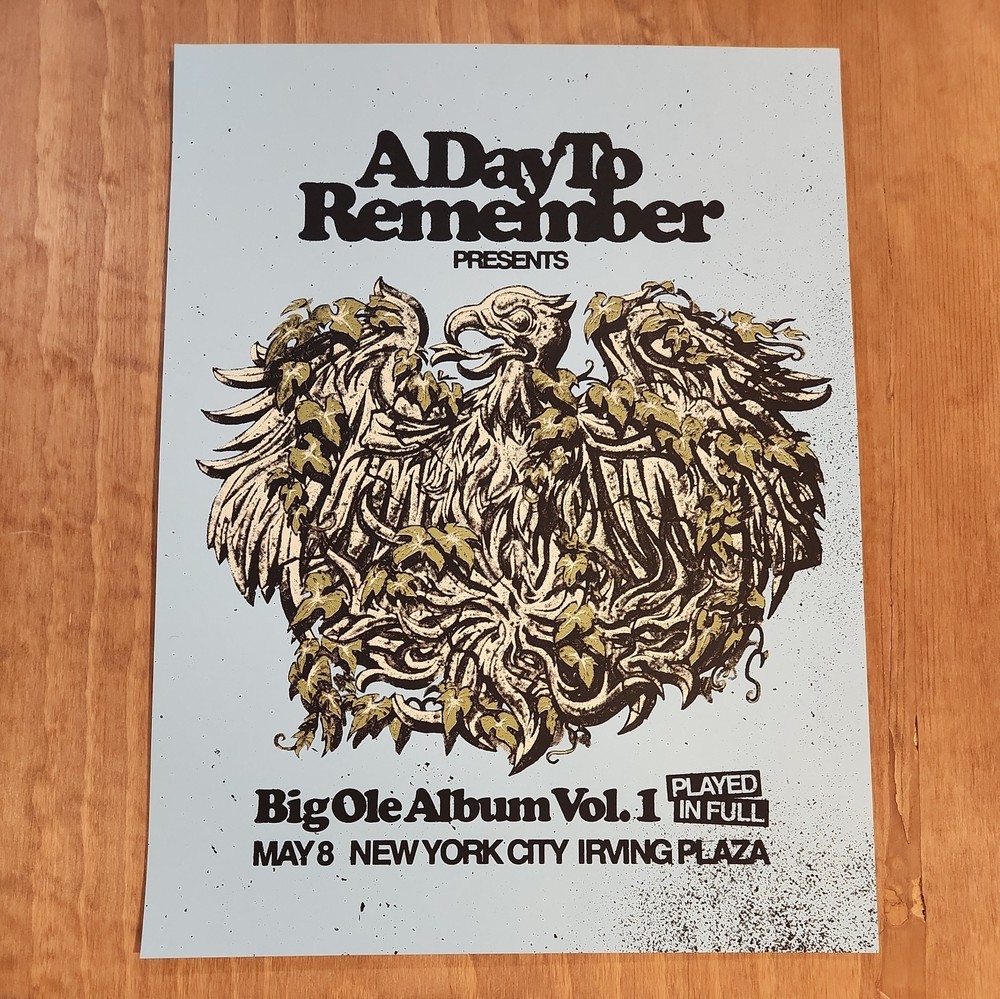 A Day To Remember Big Ole Album Vol 1 Irving Plaza 5/8/2025 Show Poster