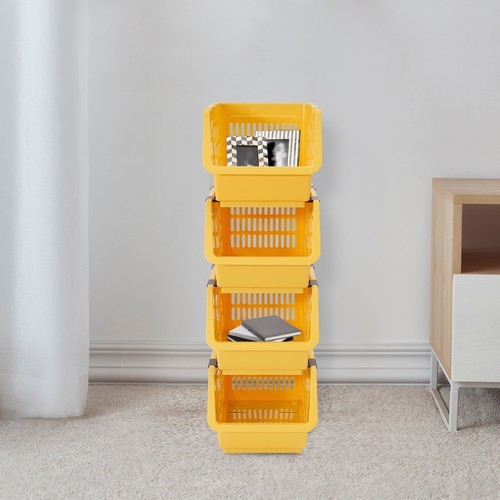 4 PCS Stacking Storage Baskets, Stackable Organizer Baskets, Storage Bin