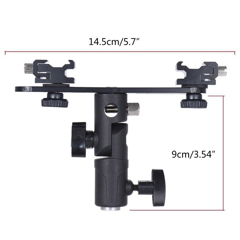 Double Hot Shoe Bracket Light LED Microphones Studio Video Camera